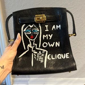 Amazing faux Ostrich custom painted bag Vintage!!